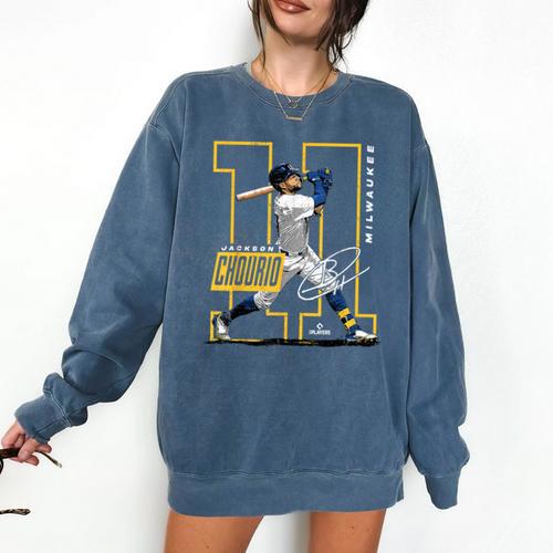 Jackson Chourio Milwaukee MLB Baseball Player MLBJCH202M Comfort Colors Sweatshirt - Sportilla