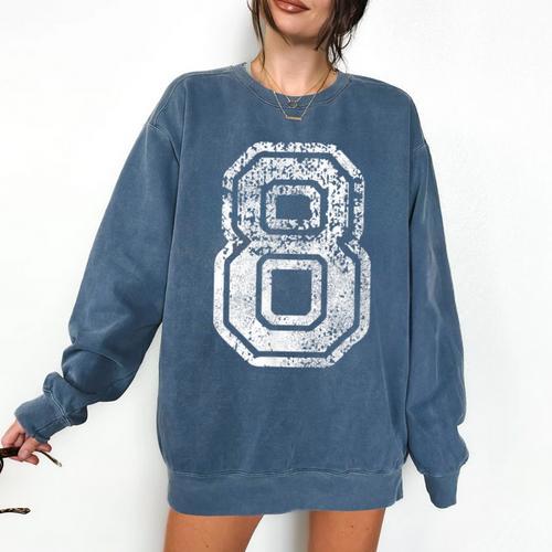 Jersey Number 8 Eight T-Shirt Football Number Baseball Mom Comfort Colors Sweatshirt - Sportilla