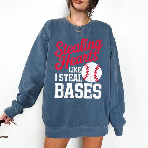 Kids Stealing Hearts Cute Baseball Boys Comfort Colors Sweatshirt - Sportilla