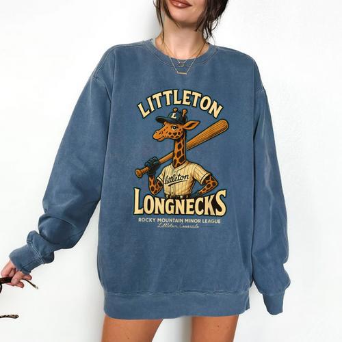 Littleton Longnecks Retro Minor League Baseball Comfort Colors Sweatshirt - Sportilla