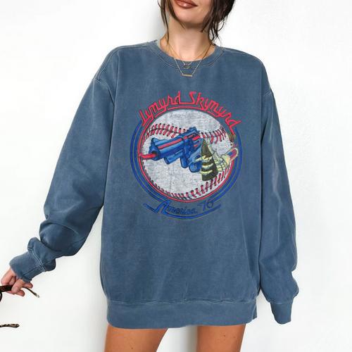 Lynyrd Skynyrd Skeleton Baseball Gun US Flag Cowboy Rock Fan Comfort Colors Sweatshirt - Sportilla