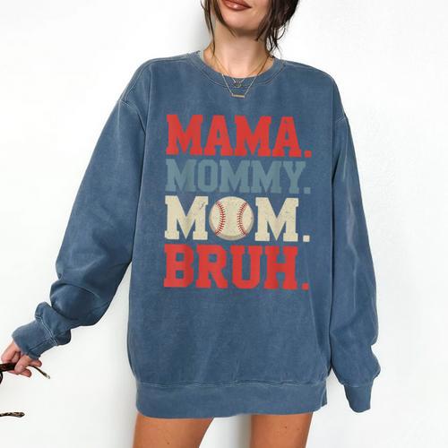 Mama Mommy Mom Bruh Baseball For Women Grandma Mother's Day Comfort Colors Sweatshirt - Sportilla