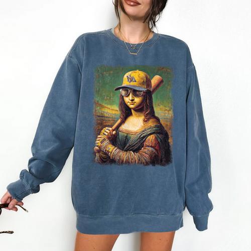 Mona Lisa Baseball Trending Aesthetic Streetwear Comfort Colors Sweatshirt - Sportilla