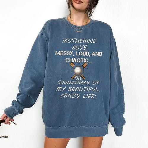Mothering Boys Messy Loud Chaotic Baseball Mom Comfort Colors Sweatshirt - Sportilla