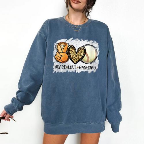 Peace Love Baseball Mom Leopard Print Mother's Day Comfort Colors Sweatshirt - Sportilla