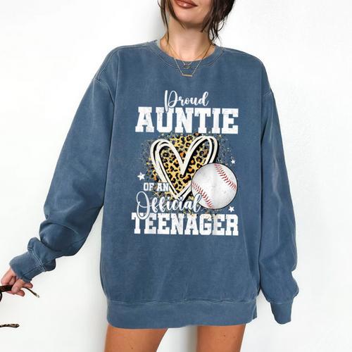 Proud Auntie Of An Official Teenager 13th Birthday Baseball Comfort Colors Sweatshirt - Sportilla