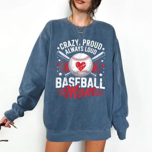 Proud Baseball Mom For Women Mom Baseball Mama Comfort Colors Sweatshirt - Sportilla