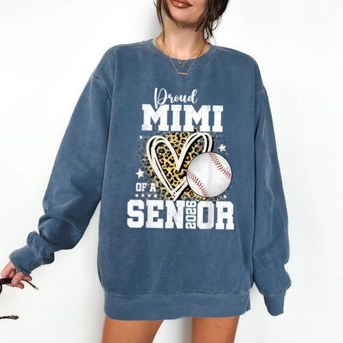 Proud Mimi Of A 2026 Senior Baseball Graduation Leopard Comfort Colors Sweatshirt - Sportilla