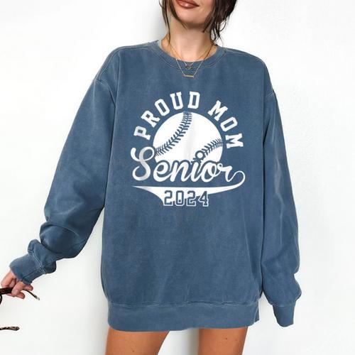 Proud Mom Senior 2024 Baseball Mom Proud Baseball Mom 2024 Comfort Colors Sweatshirt - Sportilla
