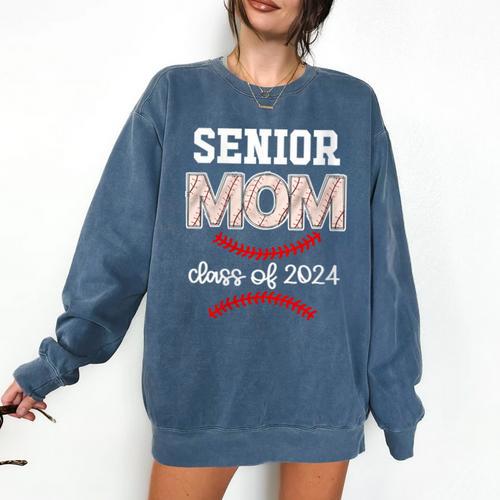 Proud Senior Baseball Mom Class Of 2024 Highschool Baseball Comfort Colors Sweatshirt - Sportilla