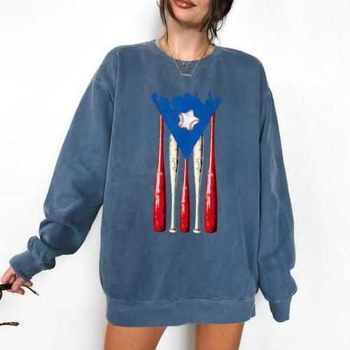 Puerto Rican Baseball Bats Puerto Rico Flag Pride BéIsbol Comfort Colors Sweatshirt - Sportilla