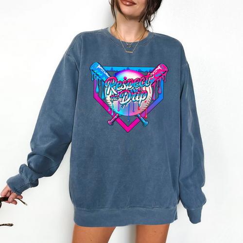 Respect The Drip Baseball Ice Cream For Kids Boys Youth Comfort Colors Sweatshirt - Sportilla