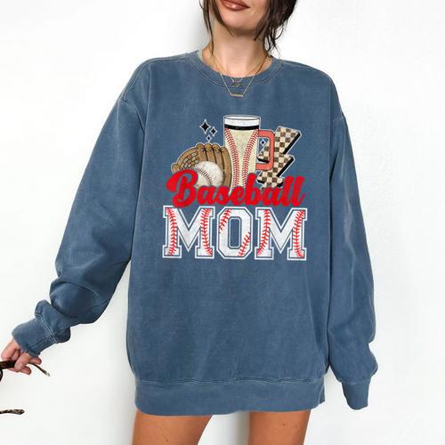 Retro Coffee Baseball Mama Mother's Day Baseball Mom Comfort Colors Sweatshirt - Sportilla