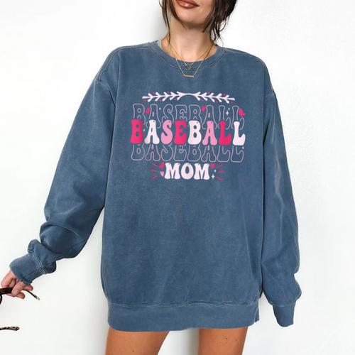 Retro Groovy Baseball Mom Proud Baseball Mom Comfort Colors Sweatshirt - Sportilla