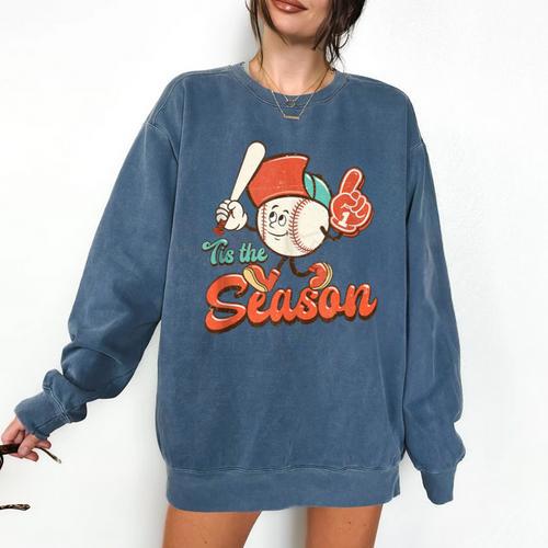 Retro Tis The Season Baseball Mom Baseball Lover Boys Kids Comfort Colors Sweatshirt - Sportilla