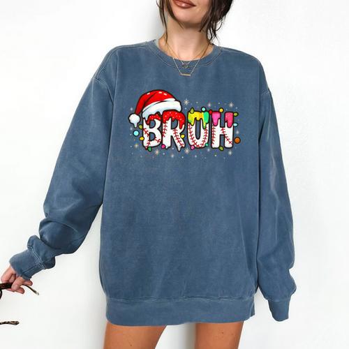 Santa Bruh Baseball Christmas Xmas Meme Pajamas Family Comfort Colors Sweatshirt - Sportilla