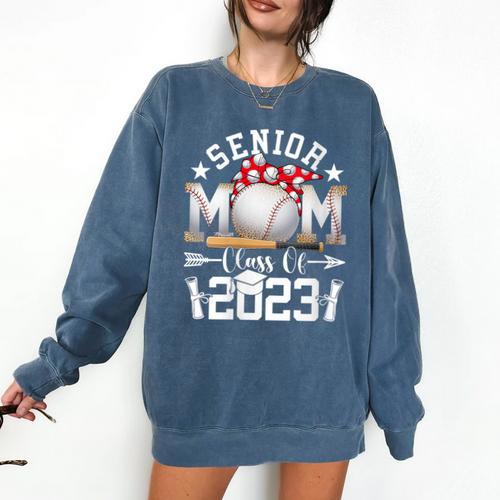 Senior 23 Baseball Mom Class Of 2023 Graduated Mother's Day Comfort Colors Sweatshirt - Sportilla