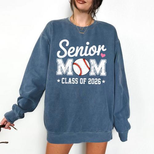 Senior Mom Class Of 2026 Baseball Retro Mom Graduation 2026 Comfort Colors Sweatshirt - Sportilla