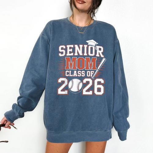 Senior Mom Class Of 2026 Graduate Baseball 2026 Graduation Comfort Colors Sweatshirt - Sportilla