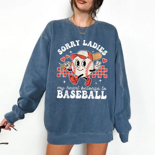 Sorry Ladies My Heart Belongs To Baseball Boy Kids Comfort Colors Sweatshirt - Sportilla