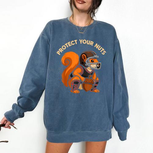 Squirell Baseball Catcher Player Joke Tee Protect Your Nuts Comfort Colors Sweatshirt - Sportilla