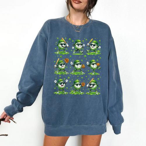 St Patricks Day Baseball Ice Cream Boys Baseball Player Comfort Colors Sweatshirt - Sportilla