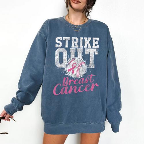 Strike Out Breast Cancer Baseball Warrior Comfort Colors Sweatshirt - Sportilla