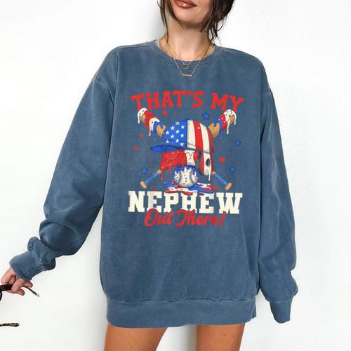 That's My Nephew Out There Baseball Cream Drip Crossed Bat Comfort Colors Sweatshirt - Sportilla