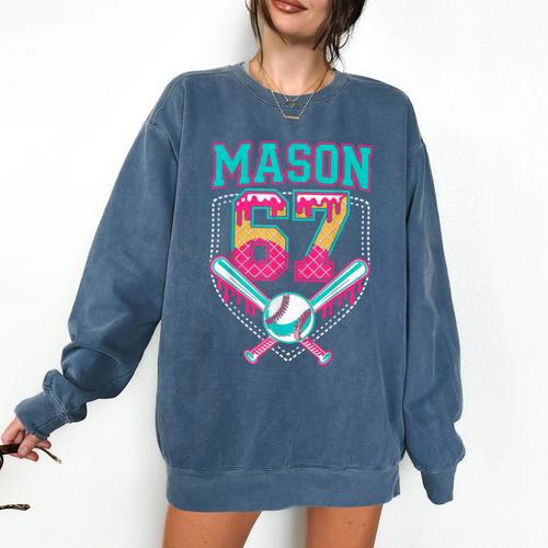Trendy Mason 67 Mem Ice Cream Drip Baseball Birthday Costume Comfort Colors Sweatshirt - Sportilla