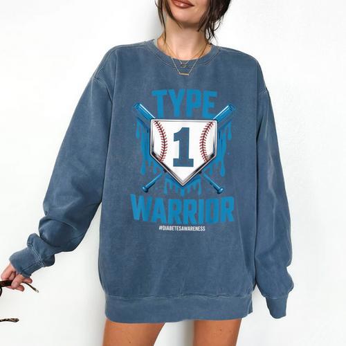 Type 1 Warrior Diabetes Awareness Baseball Enthusiasts Comfort Colors Sweatshirt - Sportilla