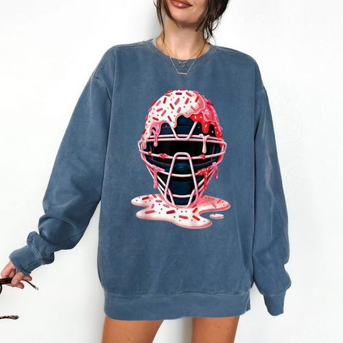 Valentine Baseball Catcher Mask Ice Cream Drip Tee For Boys Comfort Colors Sweatshirt - Sportilla