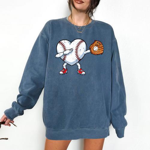 Valentines Day Baseball Ball Heart Dab Boys Kids Men Comfort Colors Sweatshirt - Sportilla