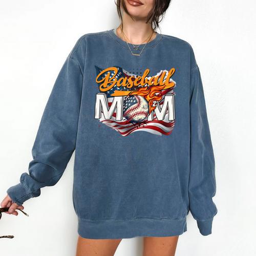 Vintage American Flag Baseball Mom Patriotic 4th July Comfort Colors Sweatshirt - Sportilla