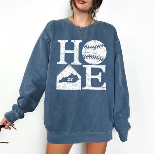 Vintage Baseball Home Kentucky State Outline Baseball Mom Comfort Colors Sweatshirt - Sportilla