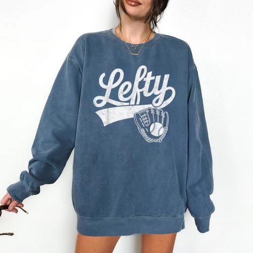 Vintage Baseball Tee Lefty Left Handed Baseball Player Comfort Colors Sweatshirt - Sportilla