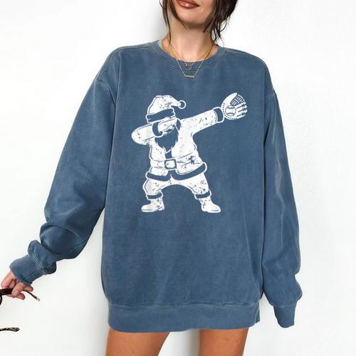 Vintage Dabbing Santa Christmas Baseball Xmas Costume Comfort Colors Sweatshirt - Sportilla