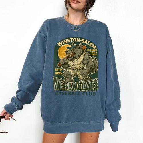 Winston-Salem Werewolves Minor League Baseball Club Comfort Colors Sweatshirt - Sportilla