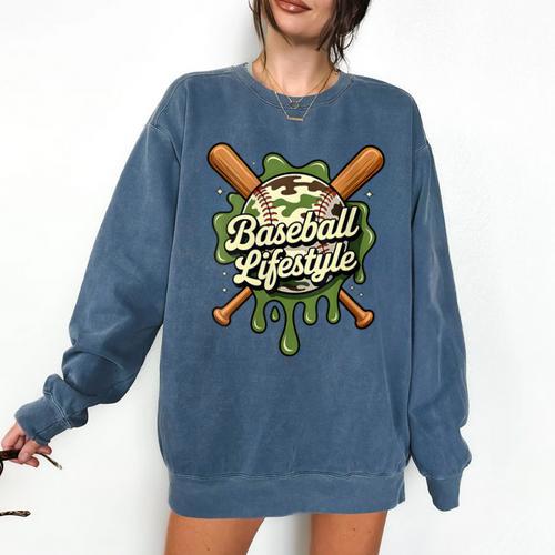 Women's Baseball Life Style 101 Apparel Youth Drip Baseball Boys Kid Comfort Colors Sweatshirt - Sportilla