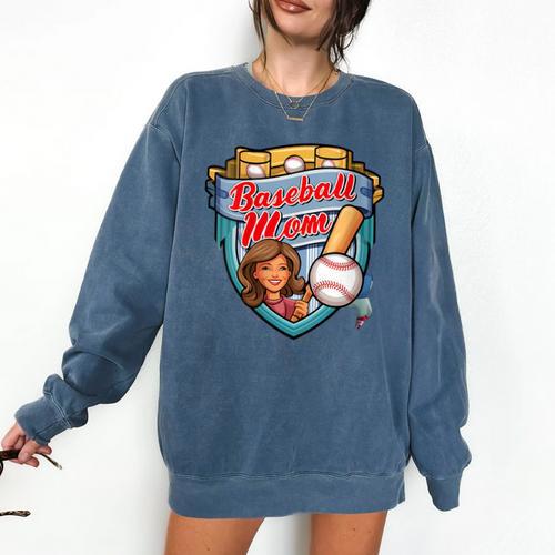 Womens Baseball Mom Mama Mother's In My Baseball Mom Era Comfort Colors Sweatshirt - Sportilla