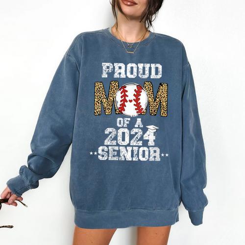 Womens Proud Mom Of a 2024 Senior Class Of 2024 Baseball Mom Comfort Colors Sweatshirt - Sportilla