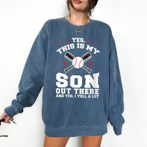 Yes This Is My Son Out Baseball Mom Comfort Colors Sweatshirt - Sportilla