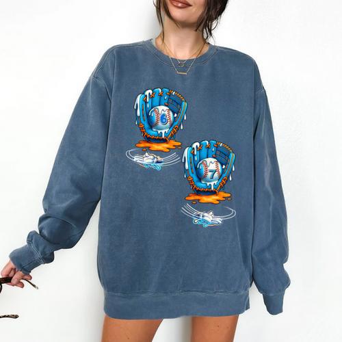 6-7 Meme Baseball Drip Team Glove Catcher Ice Cream Comfort Colors Sweatshirt - Sportilla