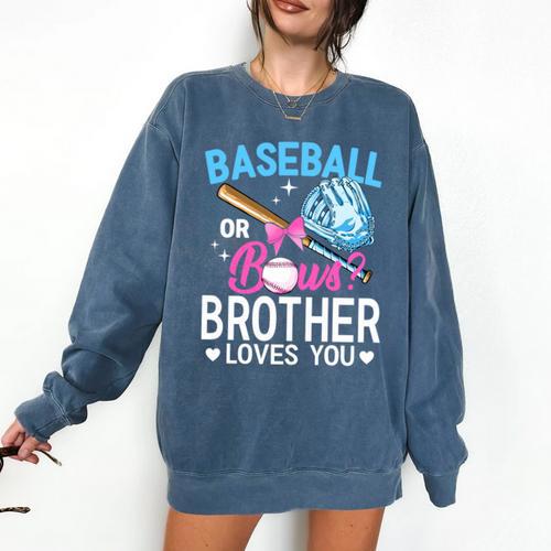 Baseball Or Bows Brother Loves You Gender Reveal Boy Or Girl Comfort Colors Sweatshirt - Sportilla