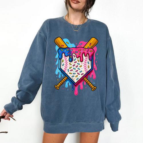 Baseball Boys Ice Cream Drip Baseball Comfort Colors Sweatshirt - Sportilla