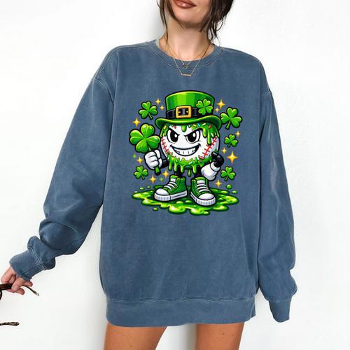 Baseball Drip Icecream Apparel Youth Boy St Patrick Day Comfort Colors Sweatshirt - Sportilla