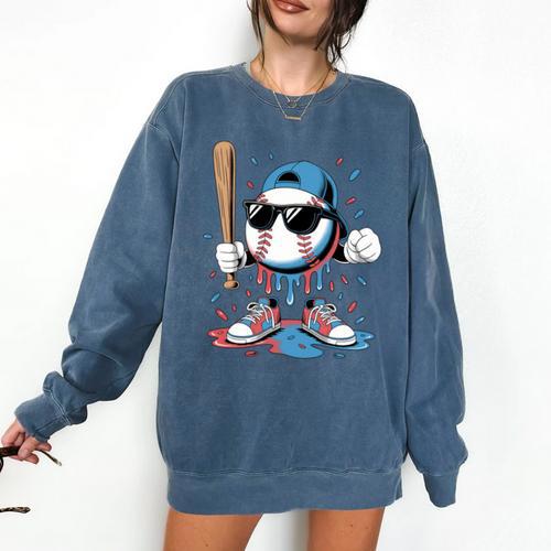Baseball Lifestyle Apparel Youth Baseball Ice Cream Drip Comfort Colors Sweatshirt - Sportilla