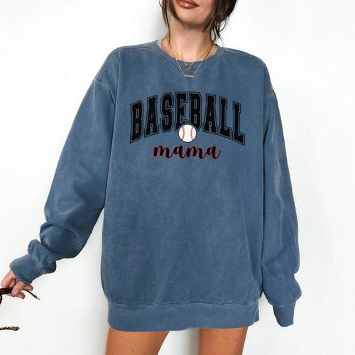 Baseball Mama Cute Women Team Mom Or Baseball Mom Sports Premium Comfort Colors Sweatshirt - Sportilla