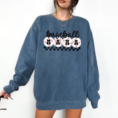 Baseball Mama Retro Groovy Baseball Mom Mother Game Day Comfort Colors Sweatshirt - Sportilla