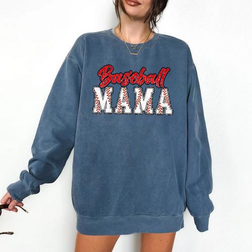 Baseball Mama Retro Groovy Baseball Mom Women Mother's Day Comfort Colors Sweatshirt - Sportilla