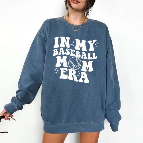 In My Baseball Mom Era Retro Groovy Comfort Colors Sweatshirt - Sportilla